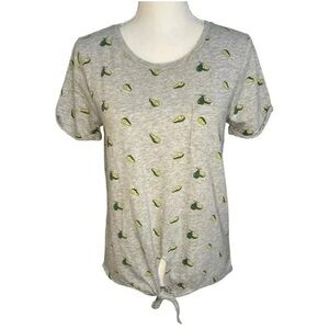 J. Crew Women’s Avocado Medium Top Tie Front‎ Short Sleeve Crew Neck